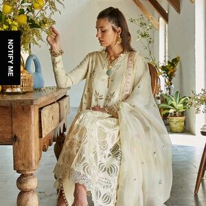 Suffuse Elegant Cream Floral Dress- Alya- Lawn